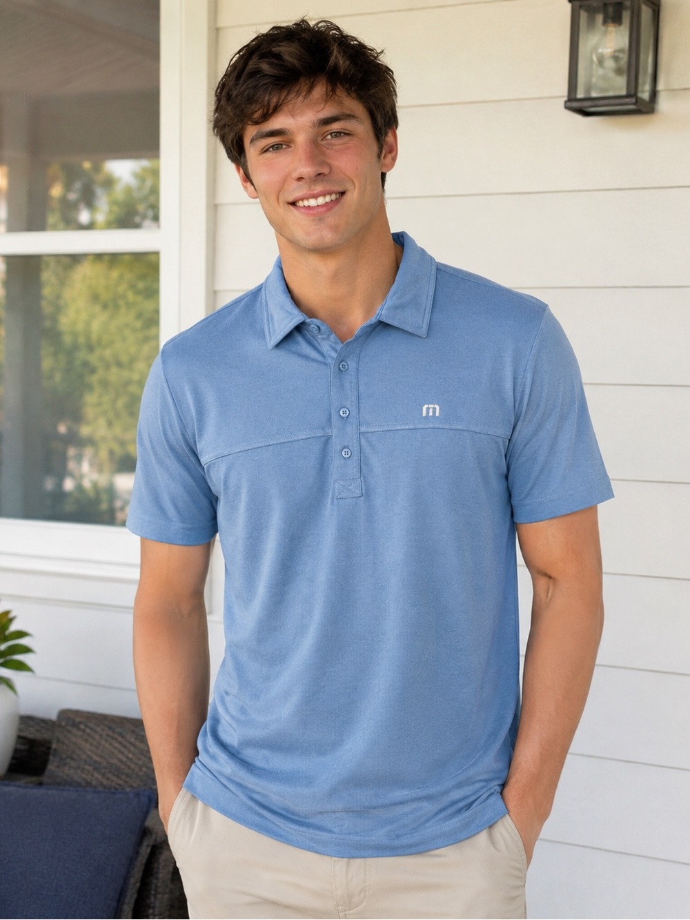 TravisMathew Blue Short-Sleeve Performance Polo